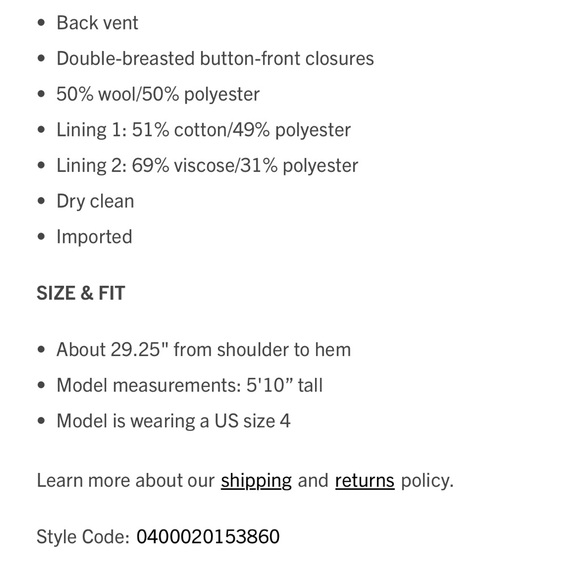 REISS. Double breasted navy twill blazer pristine condition - size 8 - Picture 8 of 10